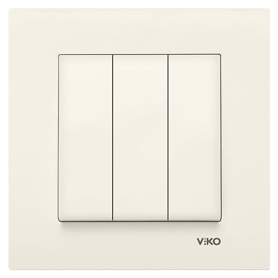 Выключатель трехклавишный ViKO Karre Кремовый (90960168)