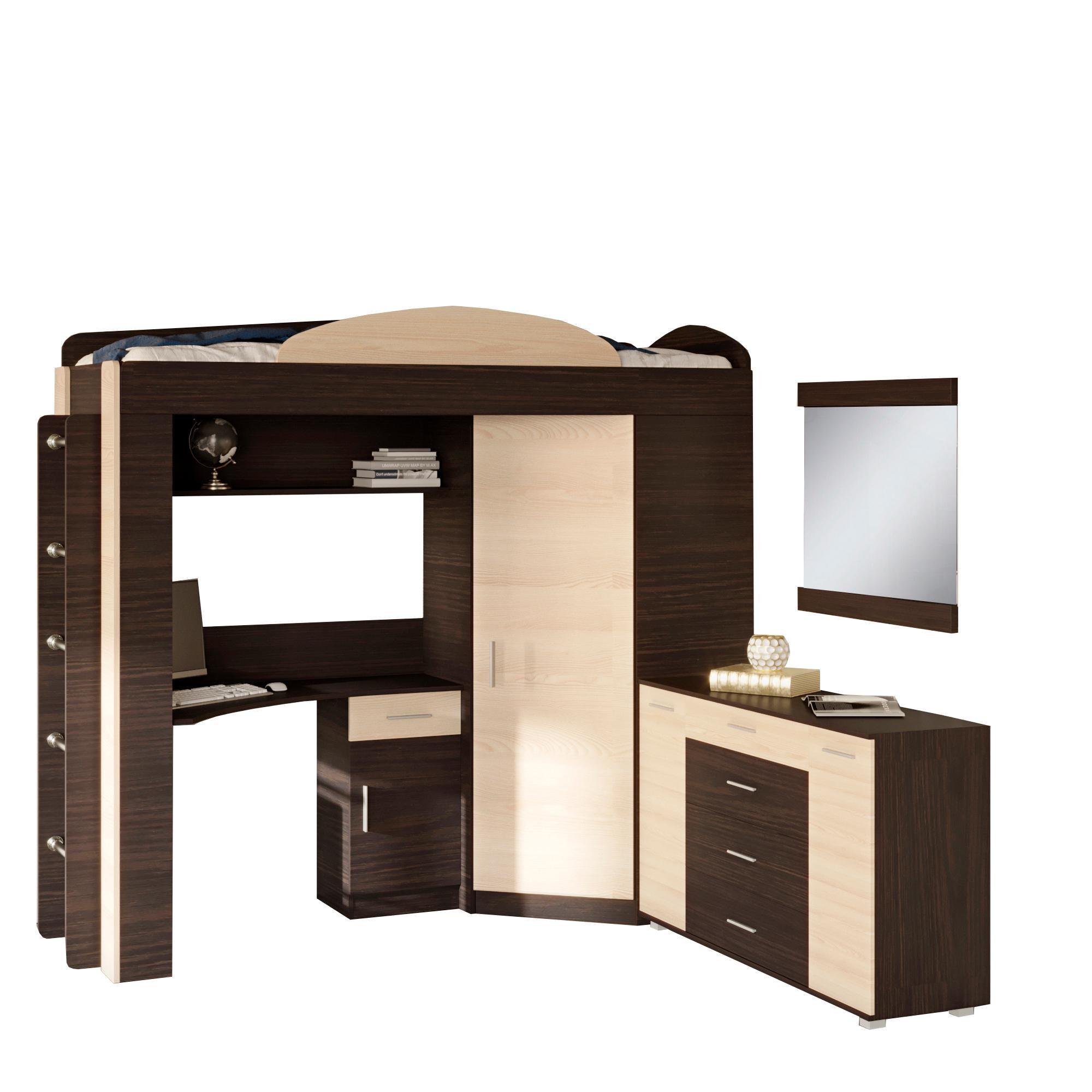 Спальня детская Эверест Бриз Комплект 11 с комодом К-6 Венге/Дуб молочный (ES-10310)