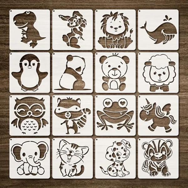 Трафареты для рисования 16 шт. 13х13 см Животные Трафареты для рисования 16 шт. 13х13 см Животные