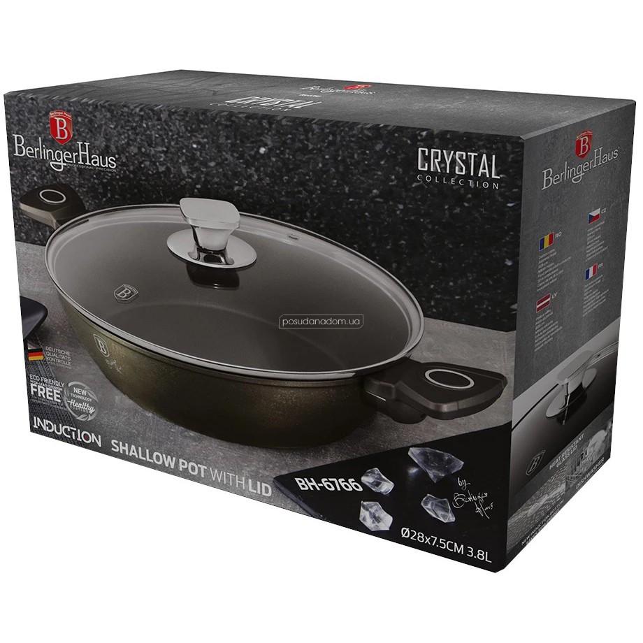 Сотейник Cristal глибокий антипригарний із жароміцною скляною кришкою 28х7,5 см (6766-BH)