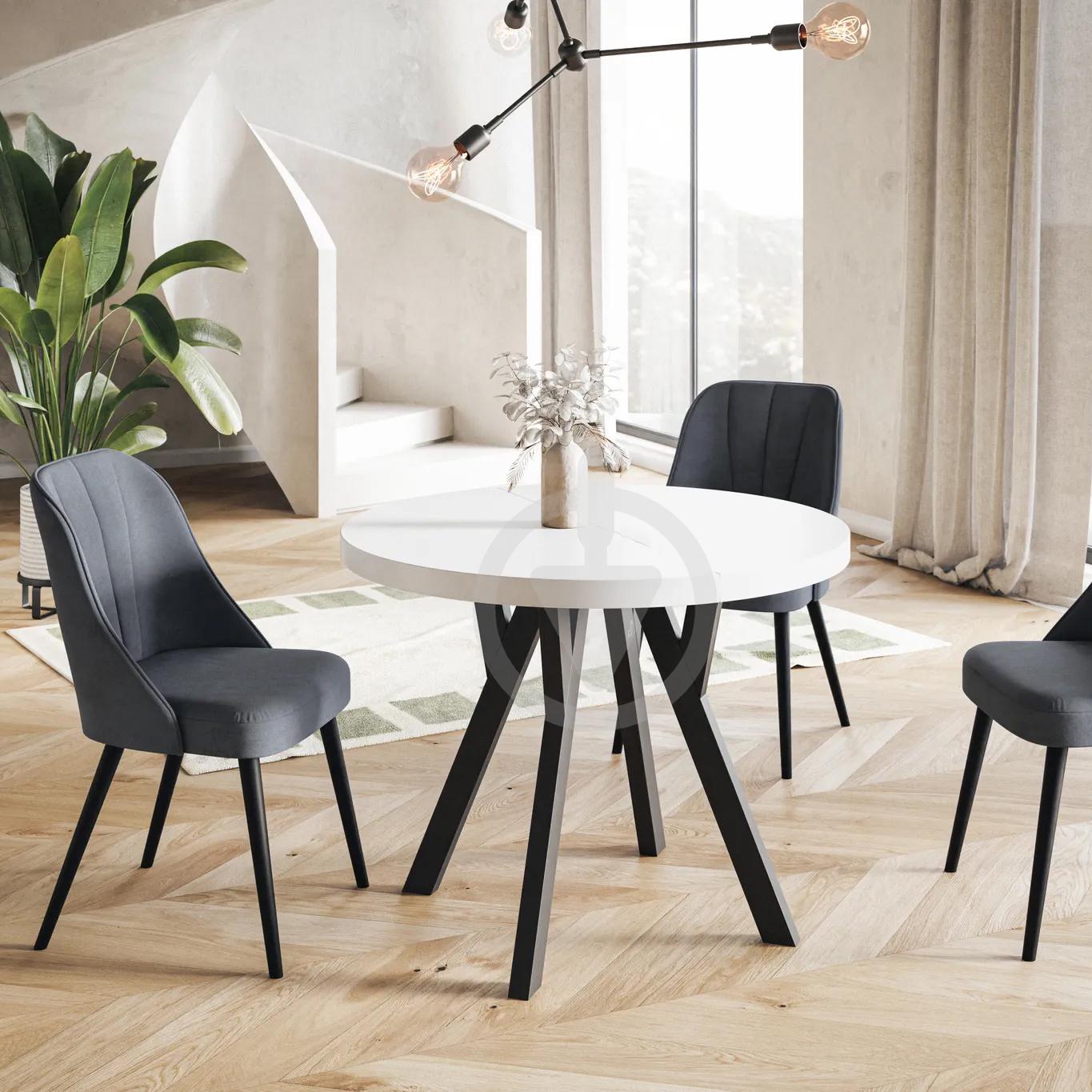 Стол кухонный круглый RoMax Lite Loft 80 см Белая Аляска/Черный - фото 2