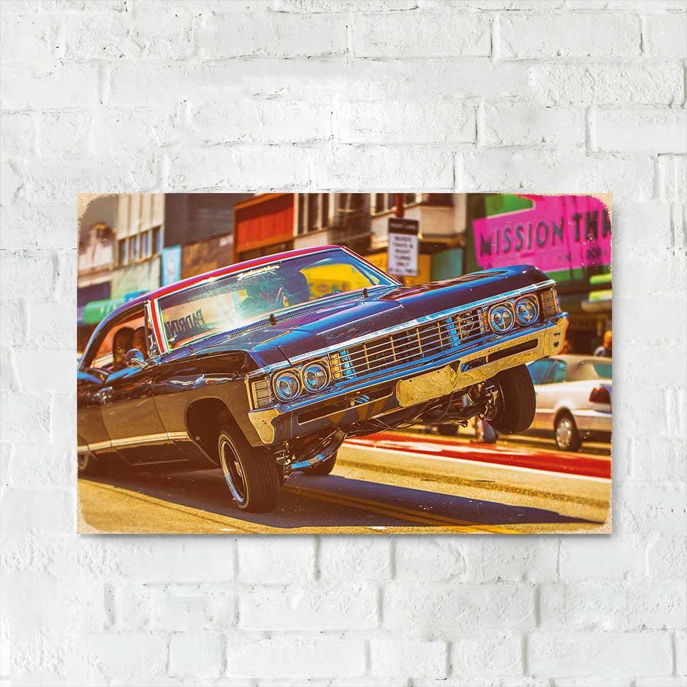 Постер настенный THEGRAVIX Vintage Black Car 57x37 см