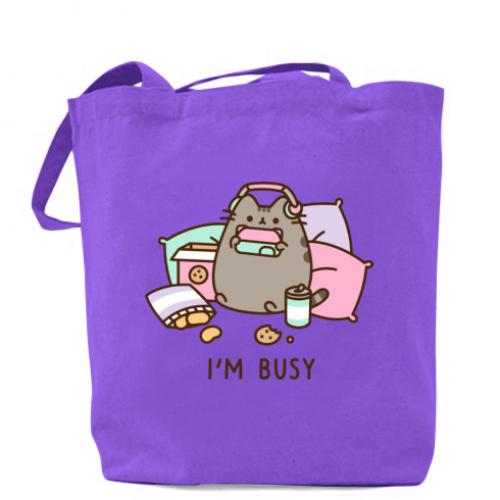 Шопер Pusheen I'm Busy 41х37 см Фиолетовый (13422422-15-184714)
