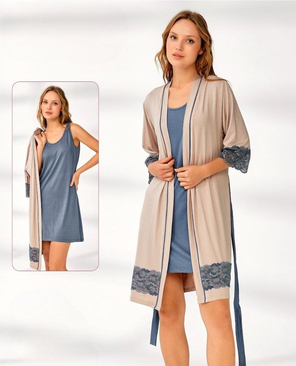 Піжама жіноча Aura нічна сорочка/халат big size 2XL (Car54391) - фото 3 Піжама жіноча Aura нічна сорочка/халат big size 2XL (Car54391) - фото 3