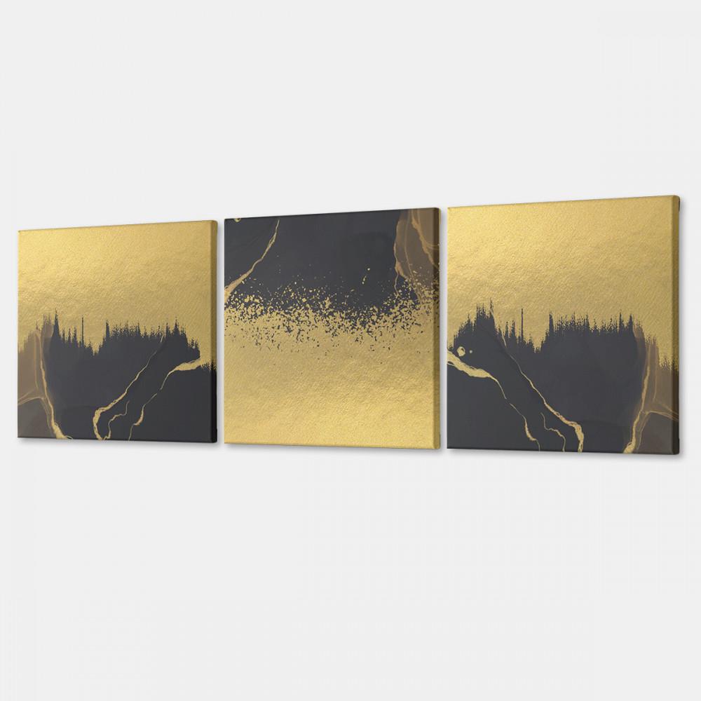 Модульная картина Malevich Store Black and Gold из трех частей 231x75 см (MK322405)