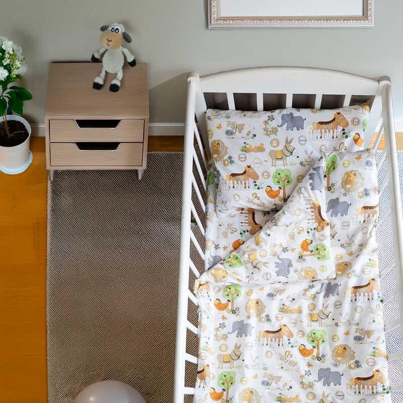 Комплект сменного постельного белья в кроватку детский Bimbo Животные Ранфорс 90х110 см (94178)