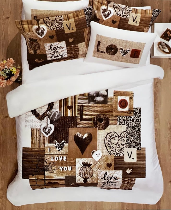 Комплект постельного белья Le Vele Love сатин Коричневый 200x220 см
