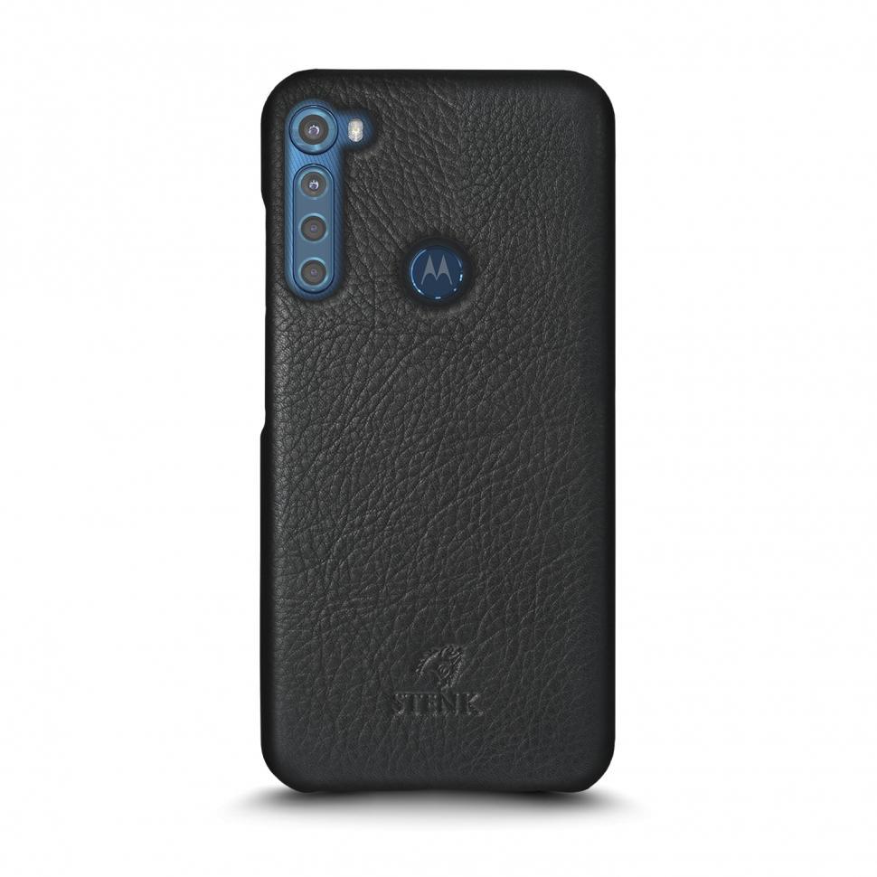 Кожаная накладка Stenk Cover для Motorola One Fusion Plus Черная (69329)