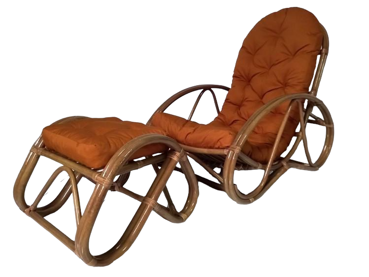 Кресло мягкое из натурального ротанга с пуфом (cr-kr0007)