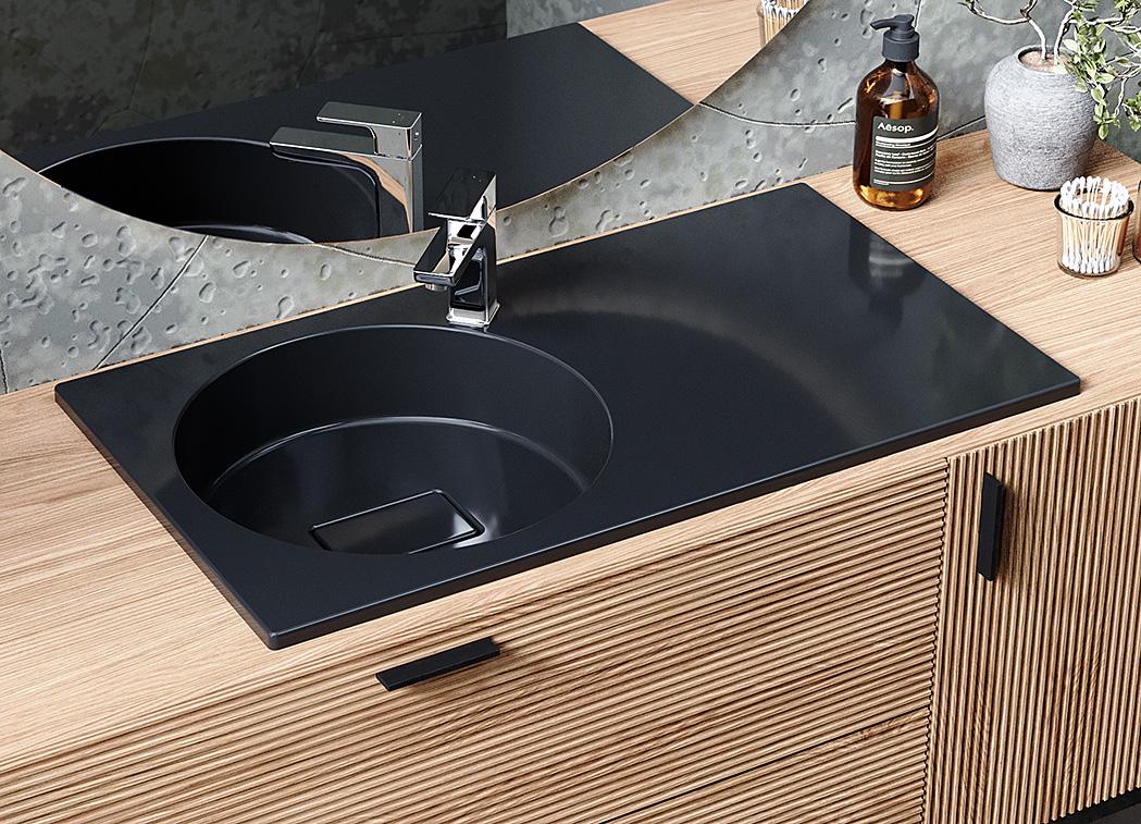 Умивальник накладний Status Fency Low 80 R Black (716)