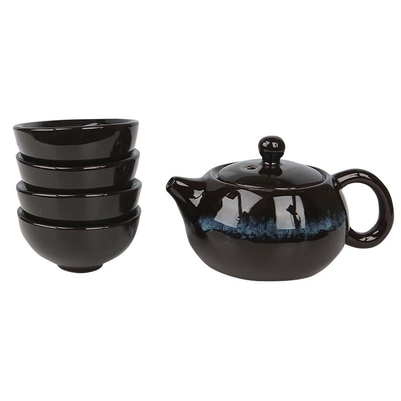 Сервиз для чайной церемонии Lesko YBCJ-648 пиалы с чайником на 4 персоны Brown/Blue (24366927)