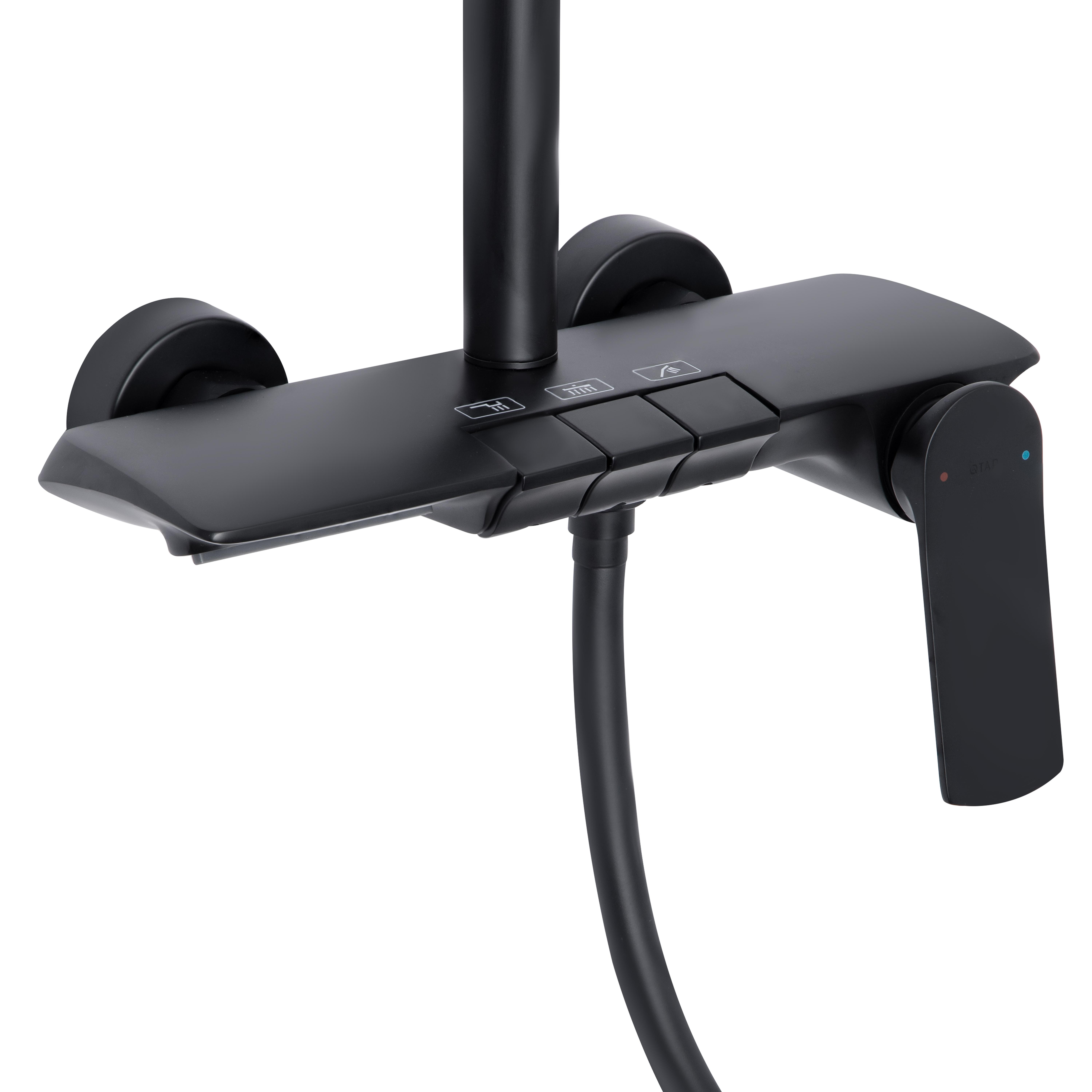 Душевая система Qtap Slavonice на три потребителя с изливом Black matt (QTSLA111BLM45906)