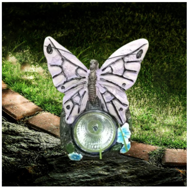 Садовый светильник Lemanso на солнечной батарее 6500К с выключателем фиолетовая Бабочка IP44 (CAB124) - фото 6