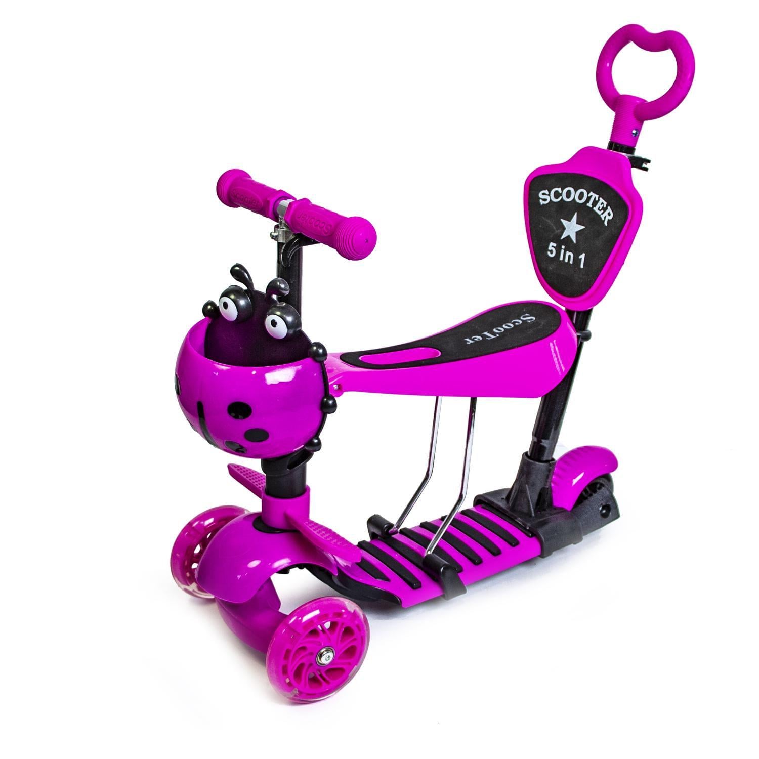 Самокат Солнышко 5в1 с родительской ручкой Pink (20459040)