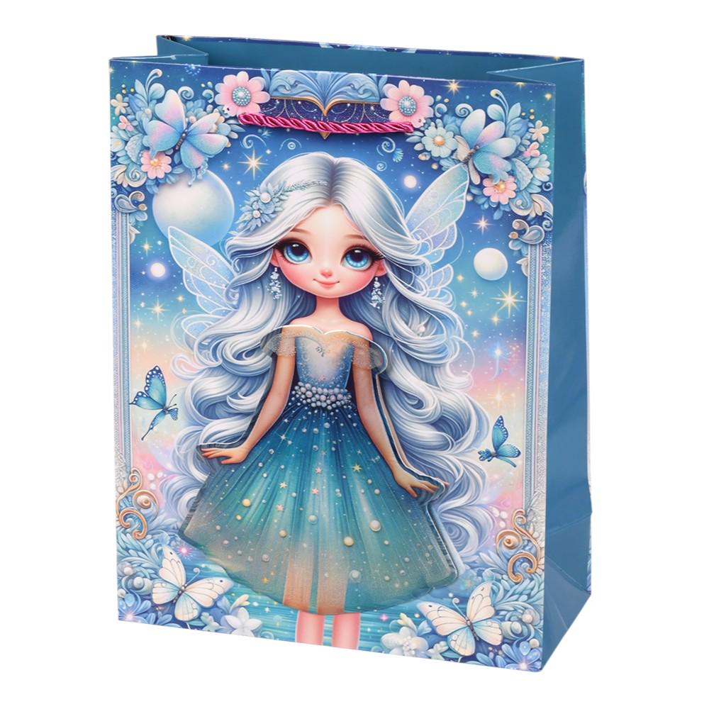 Подарочный пакет Princess 3D R33045-M 26х32х10 см Голубовато-серебристый (199be419)
