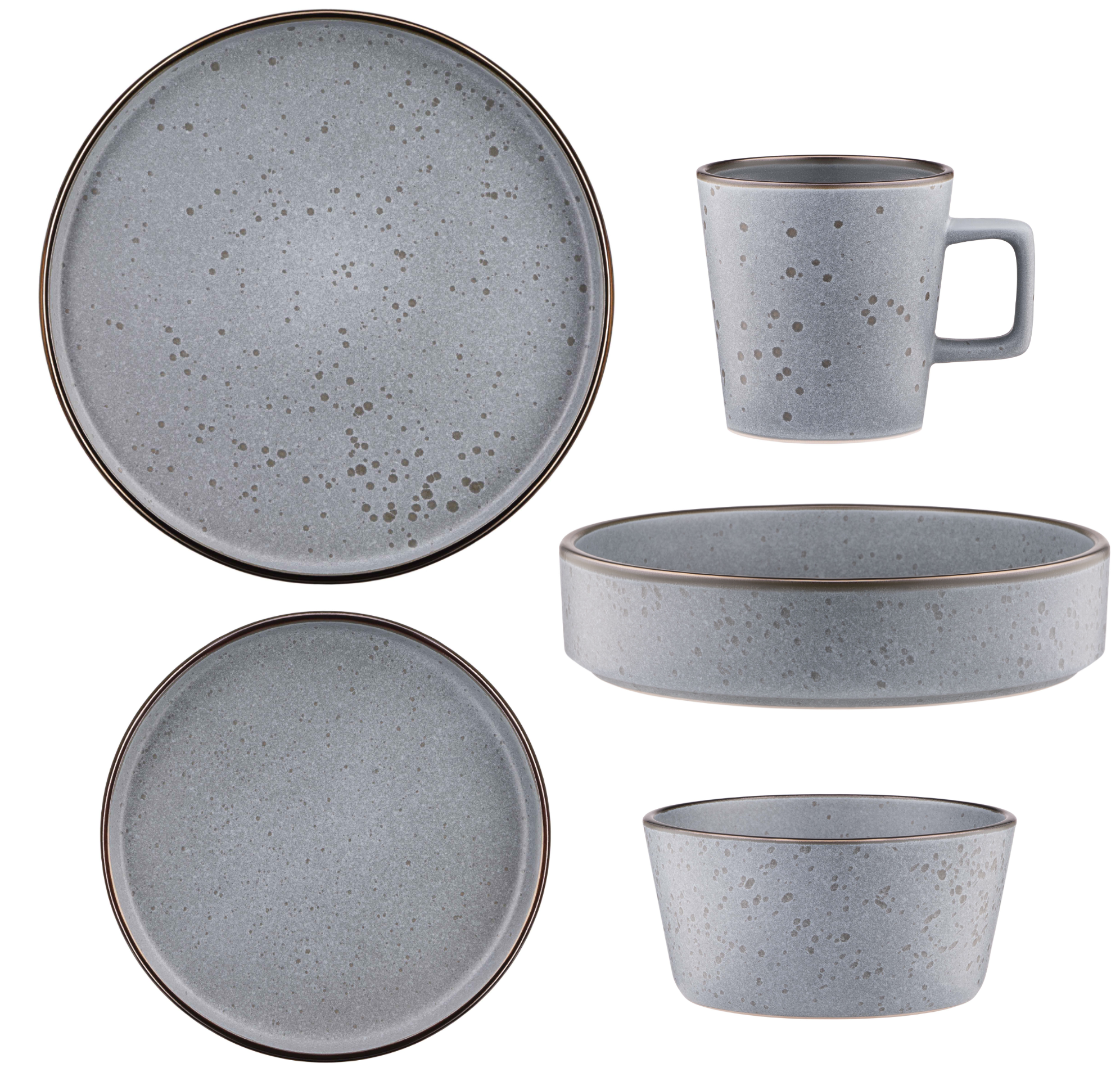 Столовый сервиз посуды 5 предметов на 1 персону Ardesto Fasano матовый керамика Светло-серый