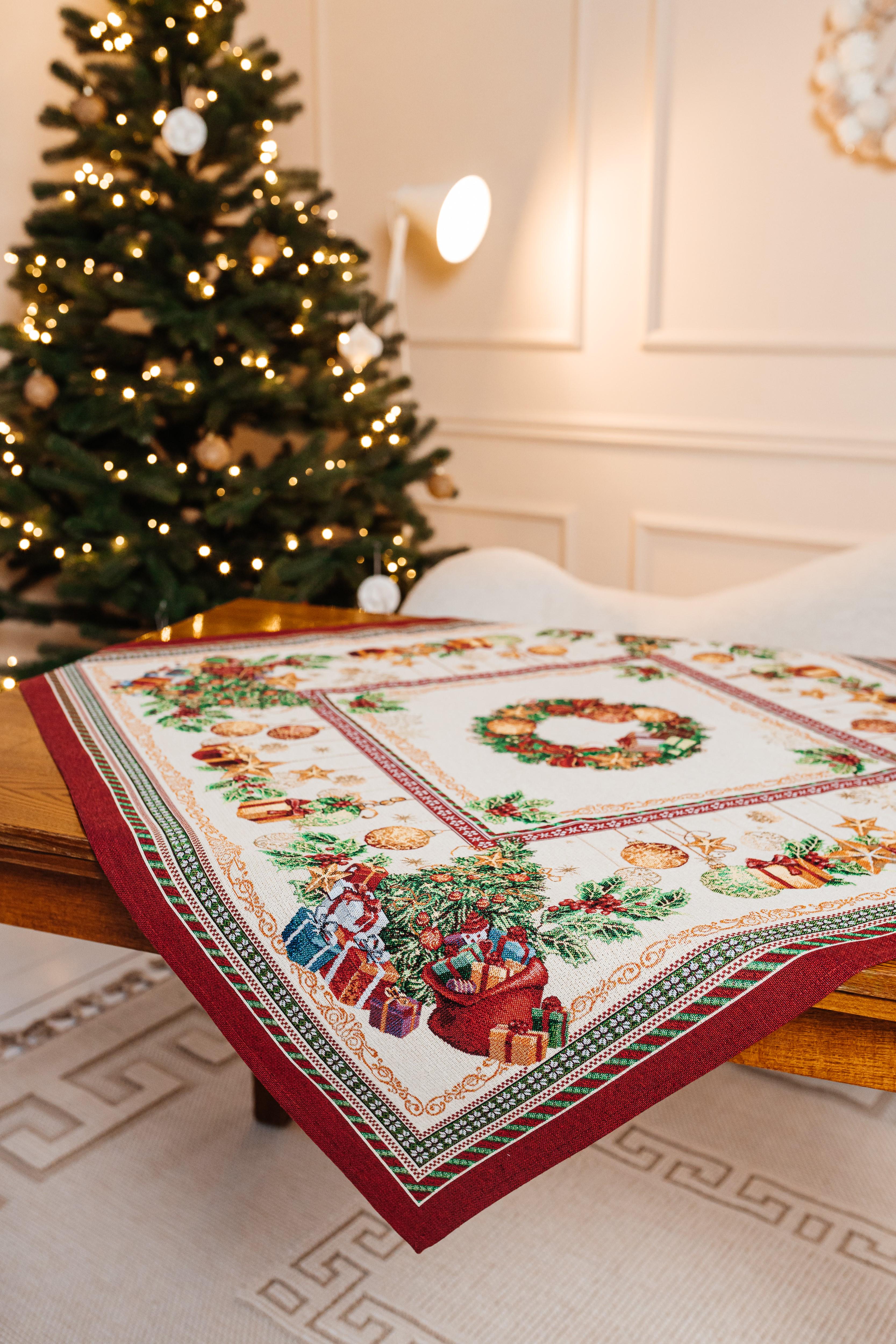 Скатерть Новогодняя гобеленовая Premium 100x100 см (JOUETS-100)
