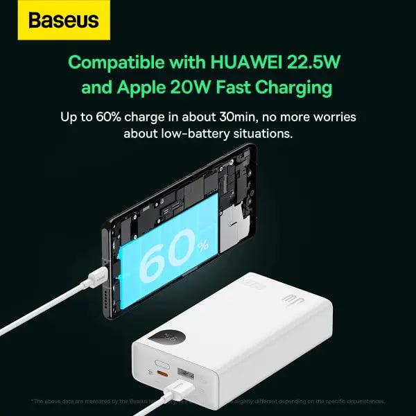 Повербанк BASEUS 20000 mAh 30 W 5 A Adaman2 Digital Display з технологією QC3.0/PD3.0 2USB/Type-C кабель USB to Type-C White (PPAD050002) - фото 12