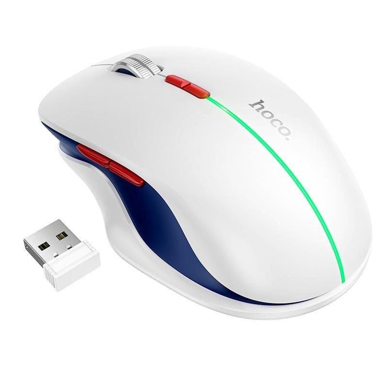 Компьютерная мышка игровая Hoco GM40 Dixon RGB Dual-Mode Wireless Mouse Rechargeable version 2 режима 7 клавиш Белый (2827088126)