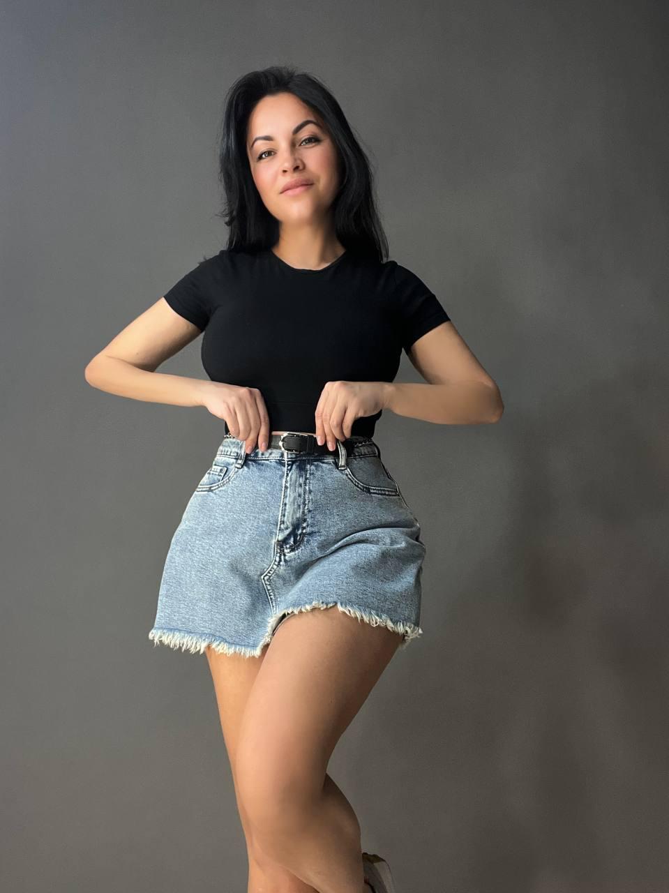 Шорты юбка женские джинсовые Vanver 8103 с бахромой короткие пояс-цепь р. 27 74 см 106 см Голубой - фото 6 Шорты юбка женские джинсовые Vanver 8103 с бахромой короткие пояс-цепь р. 27 74 см 106 см Голубой - фото 6