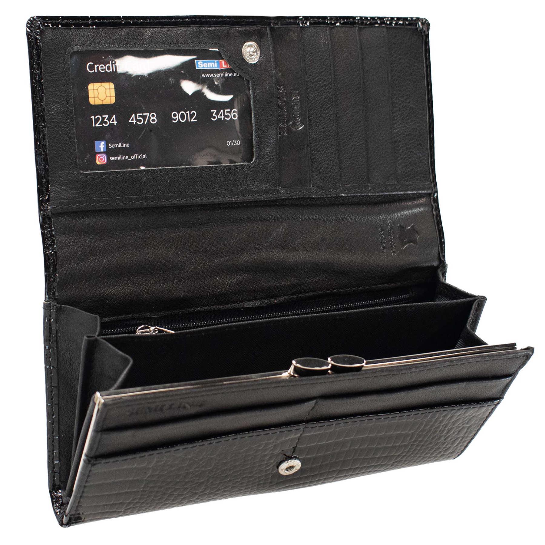 Кошелек женский кожаный SEMI LINE RFID Black (P8228-0) - фото 2 Кошелек женский кожаный SEMI LINE RFID Black (P8228-0) - фото 2