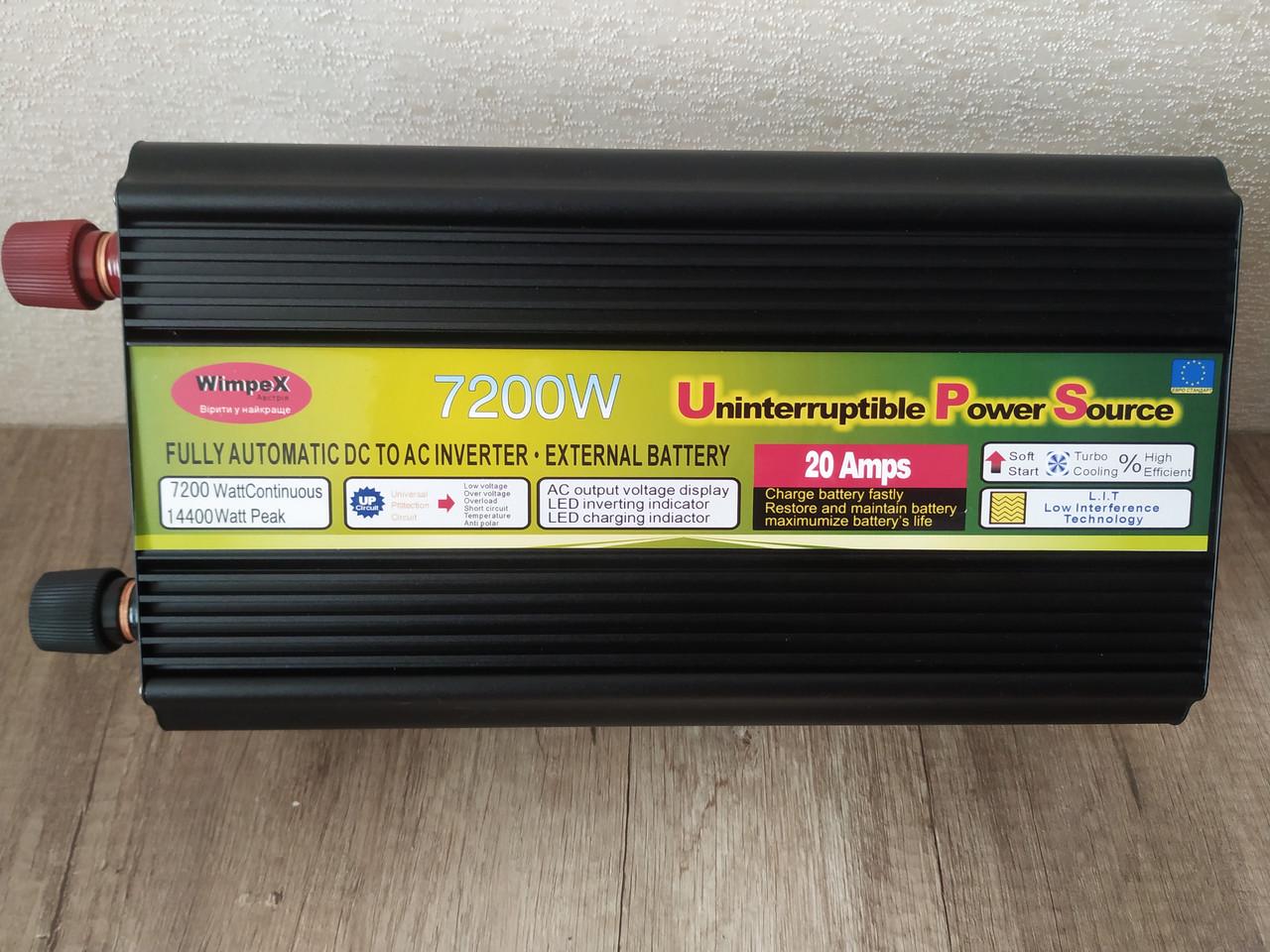 Автомобильный инвертор WimpeX WX-7200WА UPS с зарядкой и функцией бесперебойника 7200 Вт 12V-220V (18164850) - фото 2 Автомобильный инвертор WimpeX WX-7200WА UPS с зарядкой и функцией бесперебойника 7200 Вт 12V-220V (18164850) - фото 2