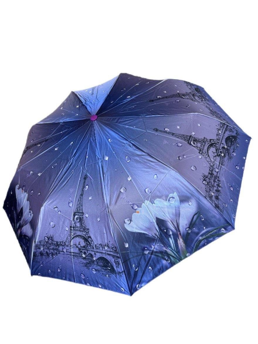 Зонт женский полуавтомат Три Слона атласная с цветами и городами (34033/4)