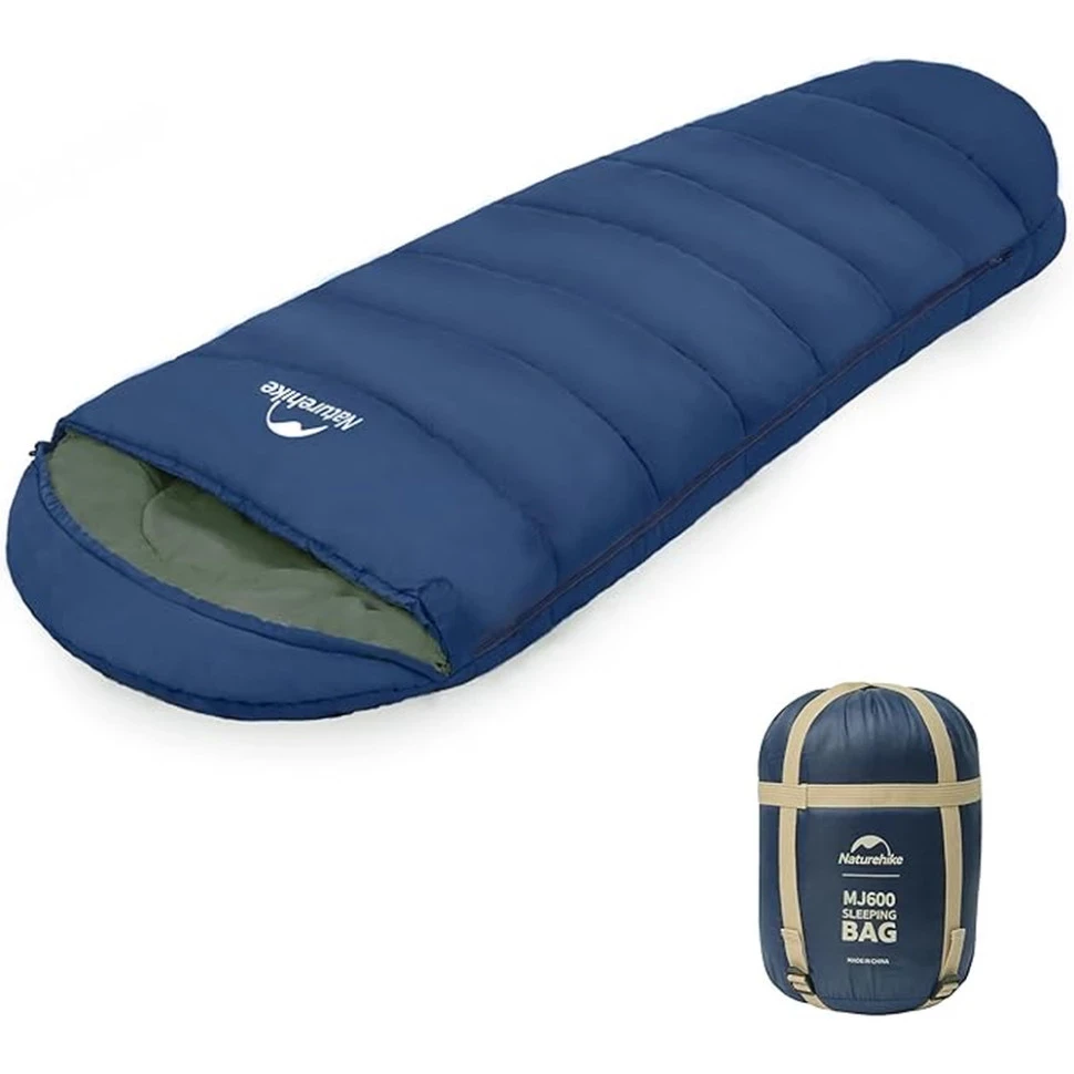 Спальный мешок с капюшоном Naturehike MJ600 CNK2300SD014 Темно-голубой (6976507663977)