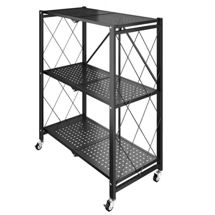 Стелаж-полиця металевий LS-7830 на колесах 3 яруси 71x35x89 см Black (784780577)