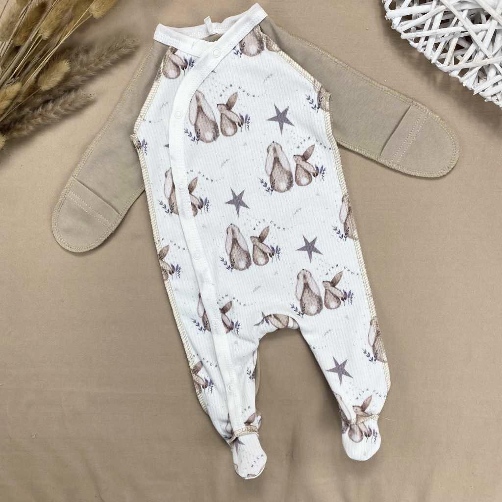 Комбинезон RoyalBaby с зайчиками интерлок р. 56 Бежевый (143767-19227)