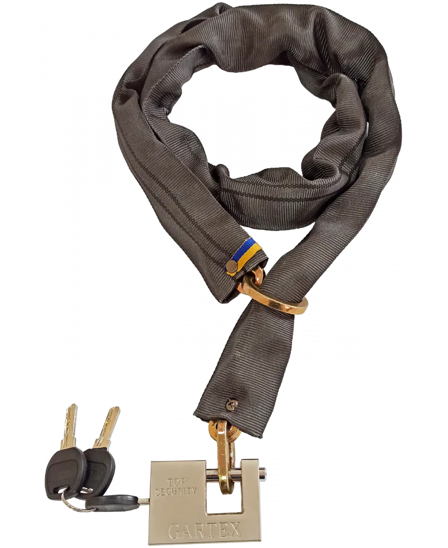 Замок велосипедный цепной замок GARTEX S1-1200 Light-003 прямоугольный Top security 60 мм (06-130003)