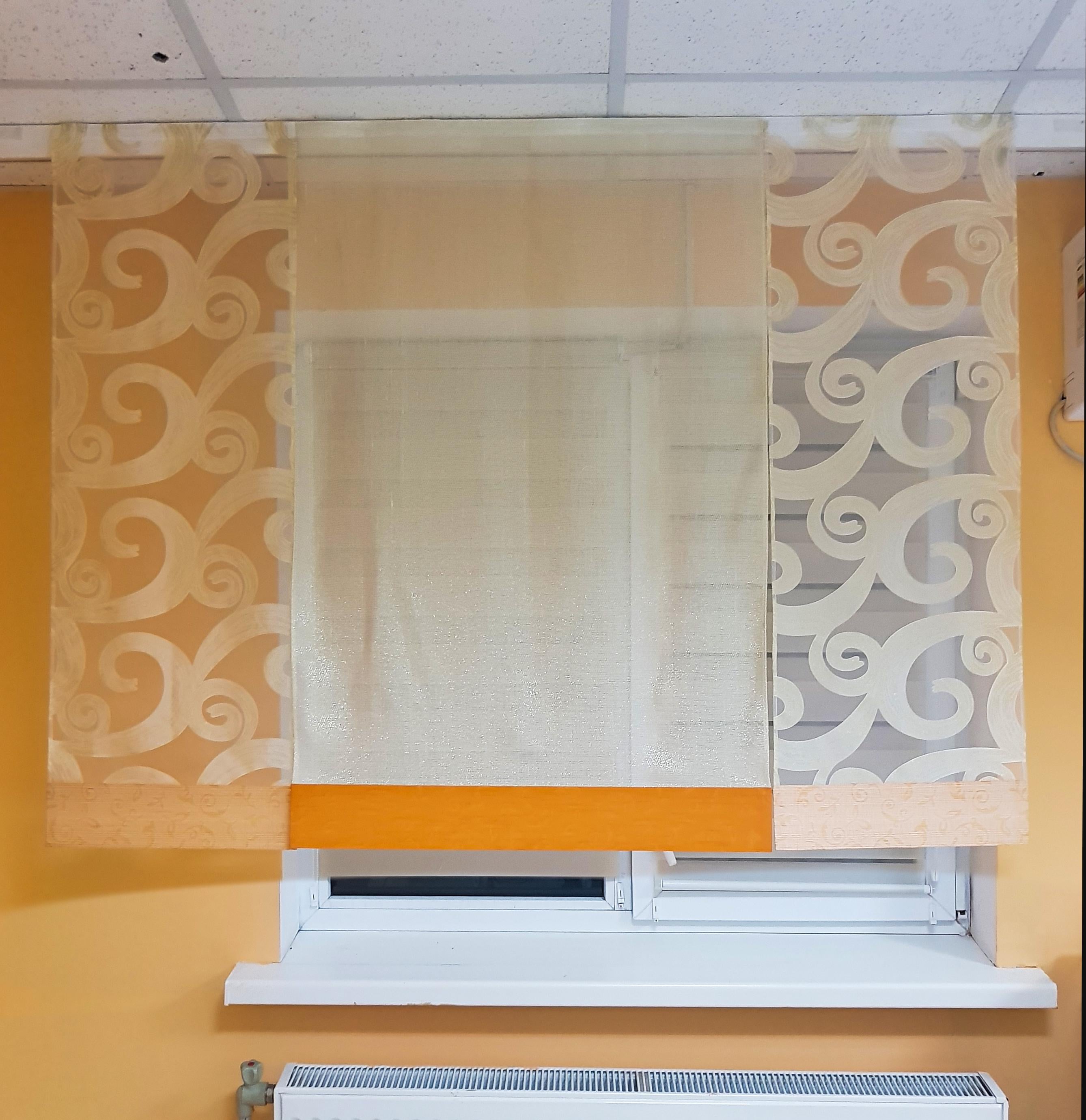 Комплект панельних фіранок Firanka Завитки 3 шт. карниз 155 см Помаранчевий із золотистим (12_5п)