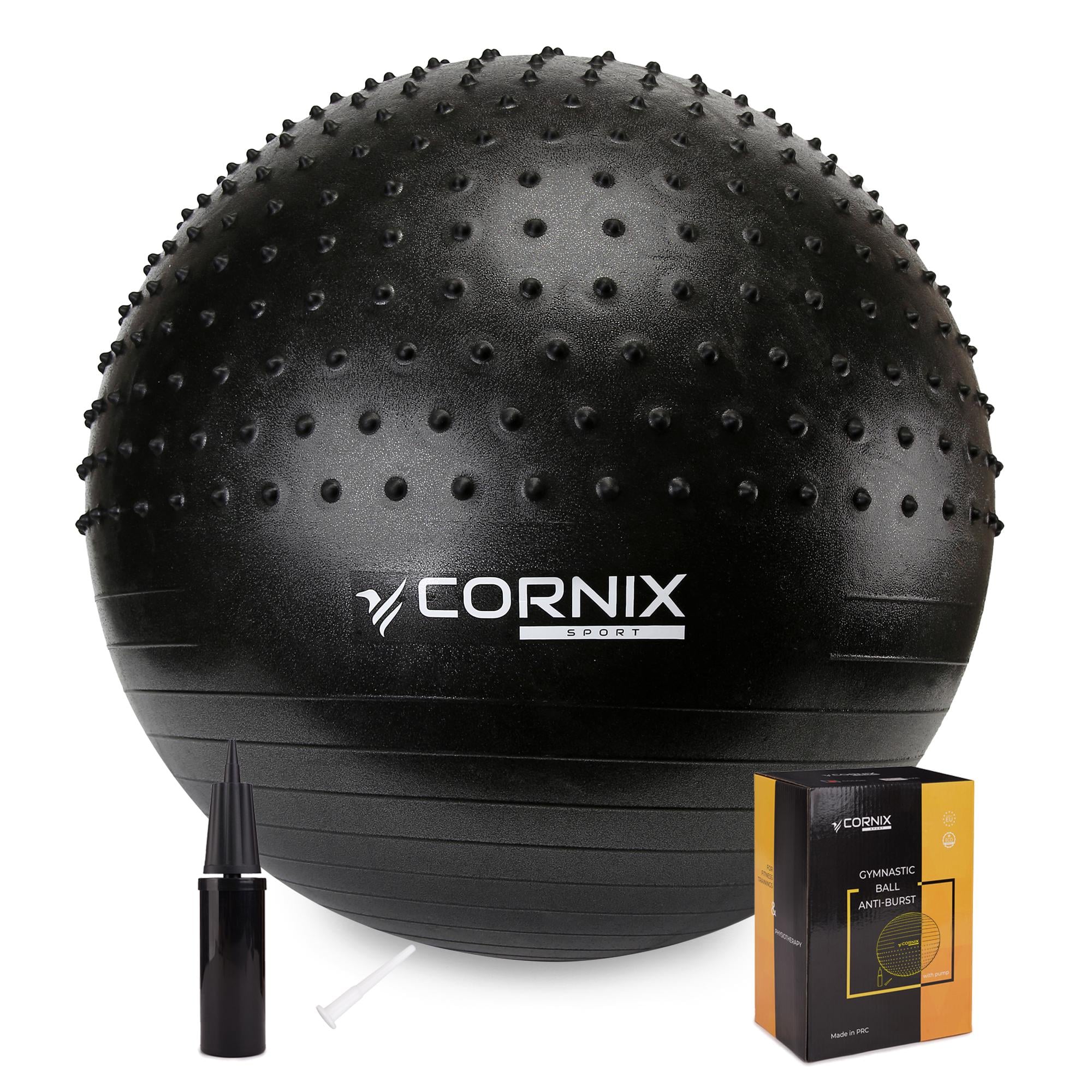Фитбол для фитнеса полумассажный Cornix Anti-Burst XR-0474 65 см Black