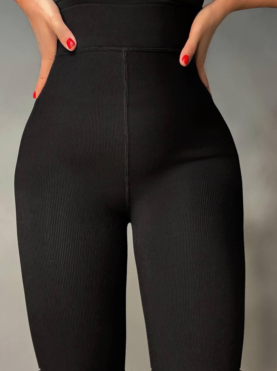 Лосины женские Kataya 6829 утепленные в рубчик хлопковые р. 42-48 Черный (5373) - фото 6