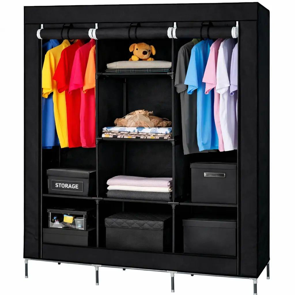 Тканевый шкаф для хранения одежды HCX Storage Wardrobe 88130 собираемый 175х45х135 см Черный (opt-105825)