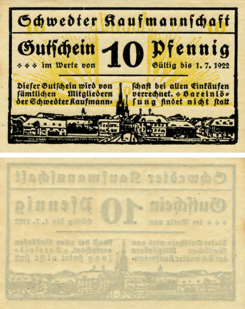 Колекційна банкнота Німеччина Нотгельд 10 пфеннігів 1922 F-VF Рауманнхафт (Б18896)