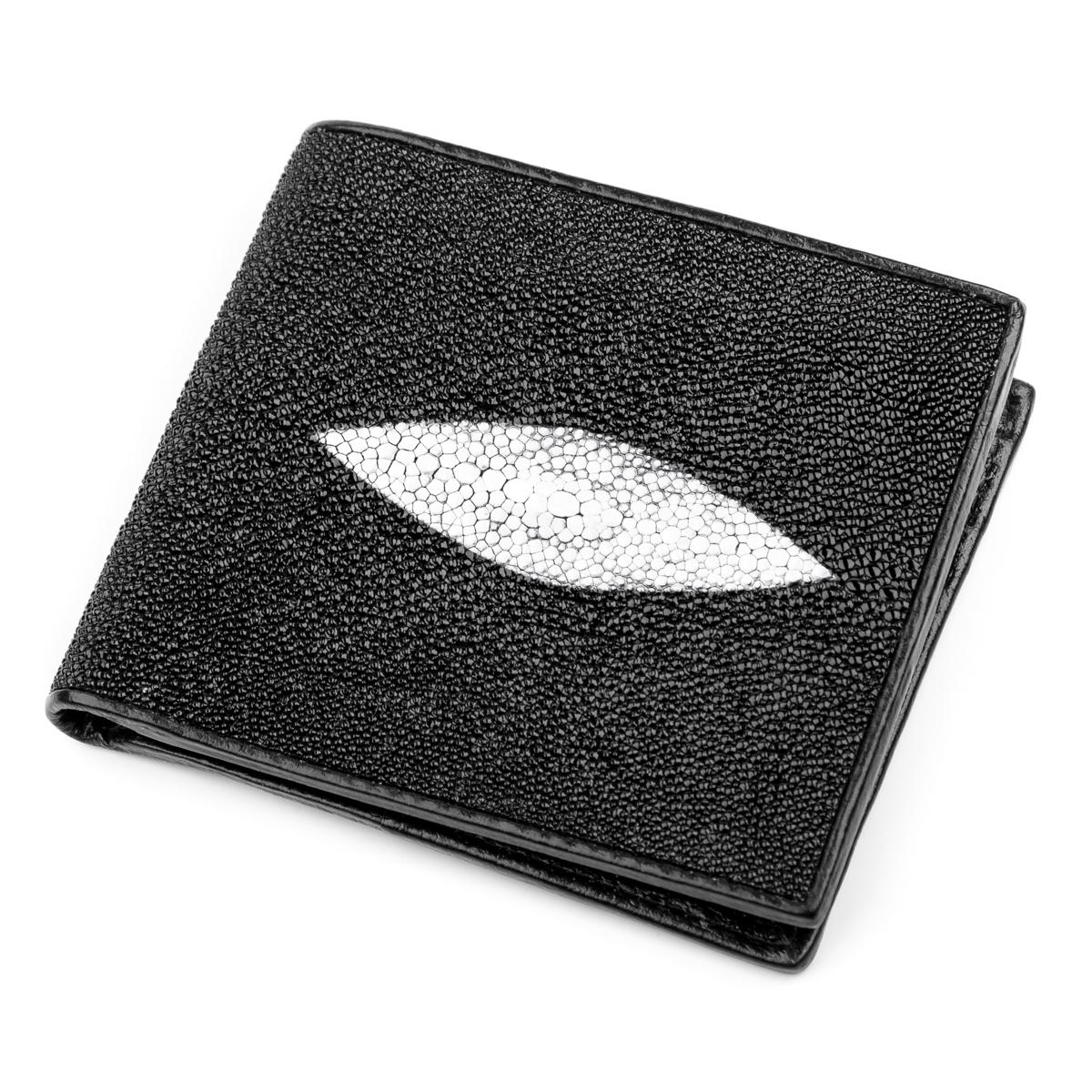 Портмоне мужское Stingray Leather 18214 из натуральной кожи морского ската Черный