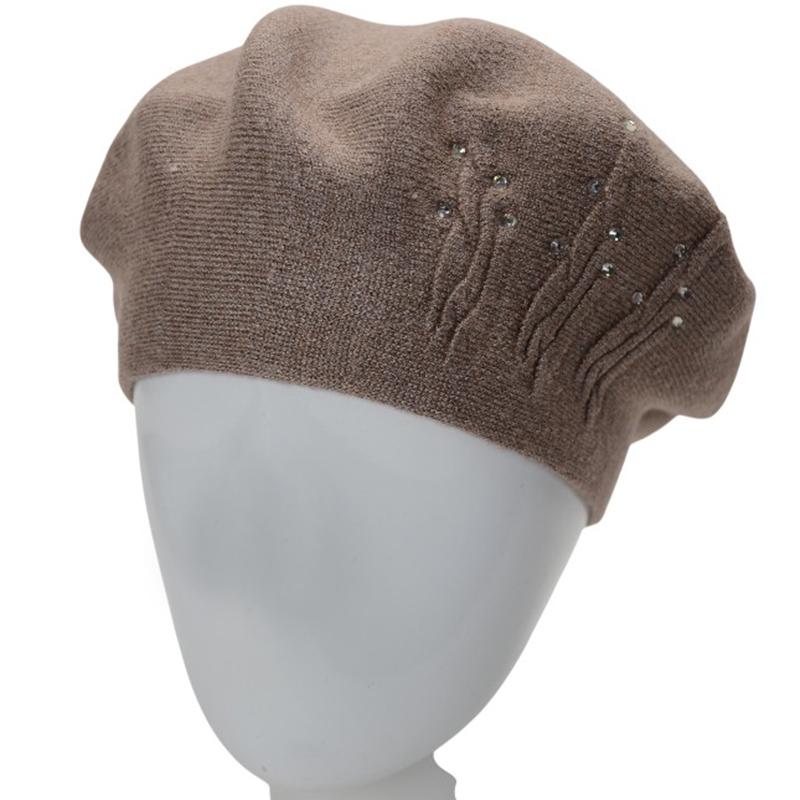 Берет женский двойной Novita Перо вискозный L/57-58 Капучино (295516)