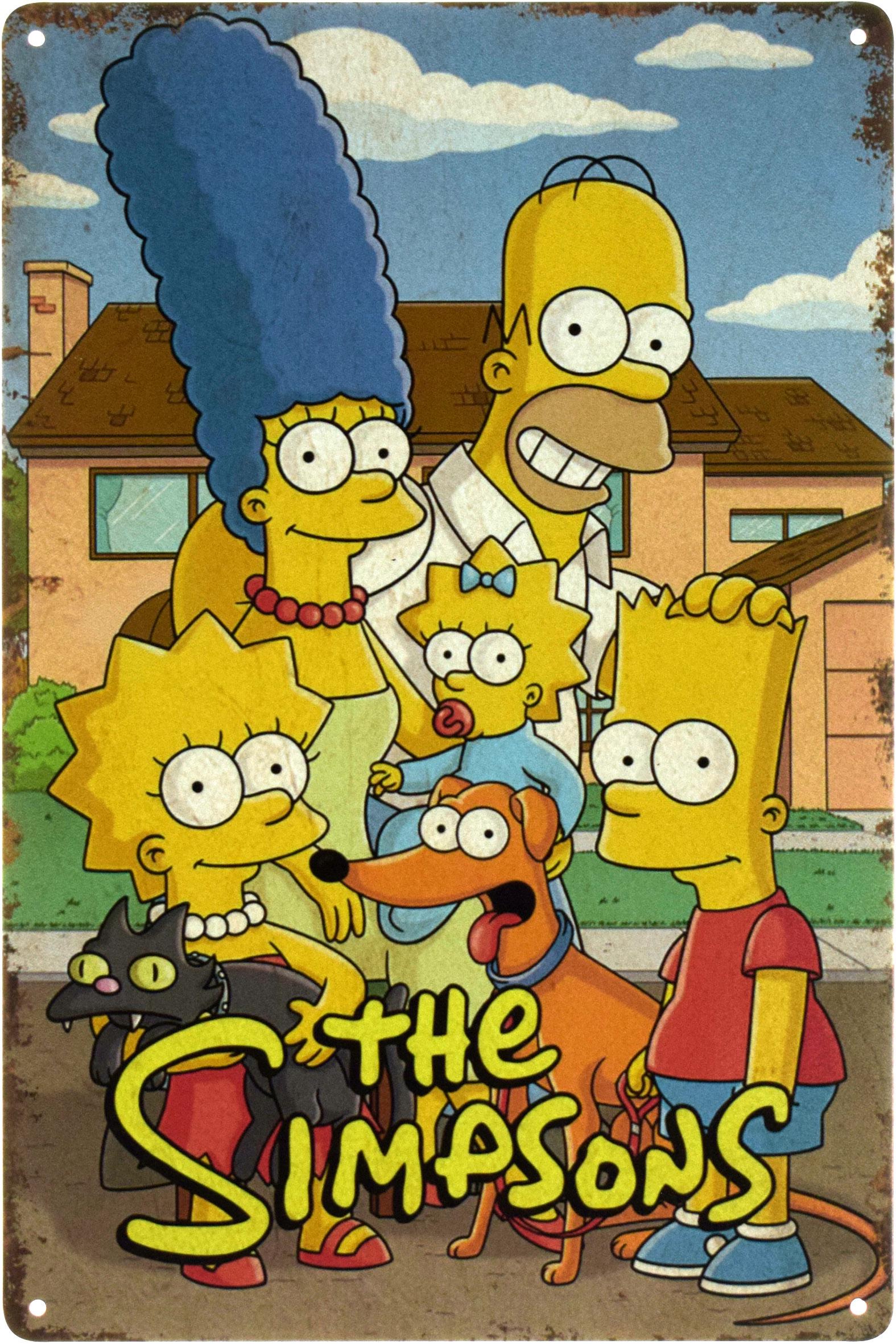Металлическая табличка Симпсоны/The Simpsons Family 20x30 см