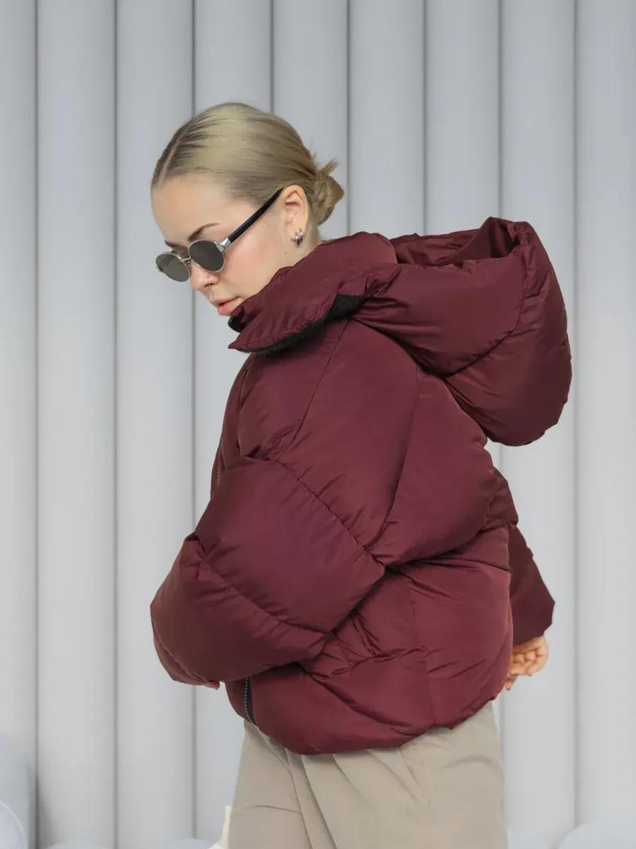 Пуховик жіночий Quadro зимовий до -15°С з капюшоном оверсайз L/XL Бордовий (26531/5/2) - фото 7 Пуховик жіночий Quadro зимовий до -15°С з капюшоном оверсайз L/XL Бордовий (26531/5/2) - фото 7