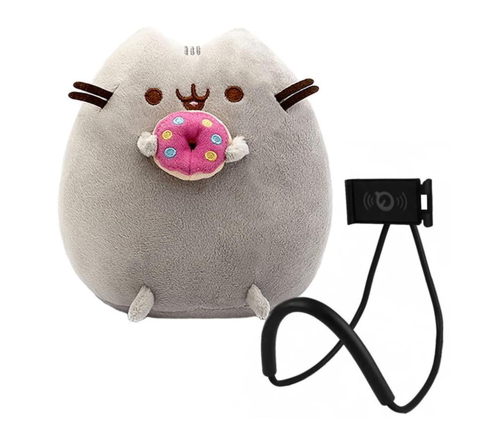 М'яка іграшка Pusheen cat з тримачем для телефона lazy bracket 23х25 см Black (n-11562) - фото 1