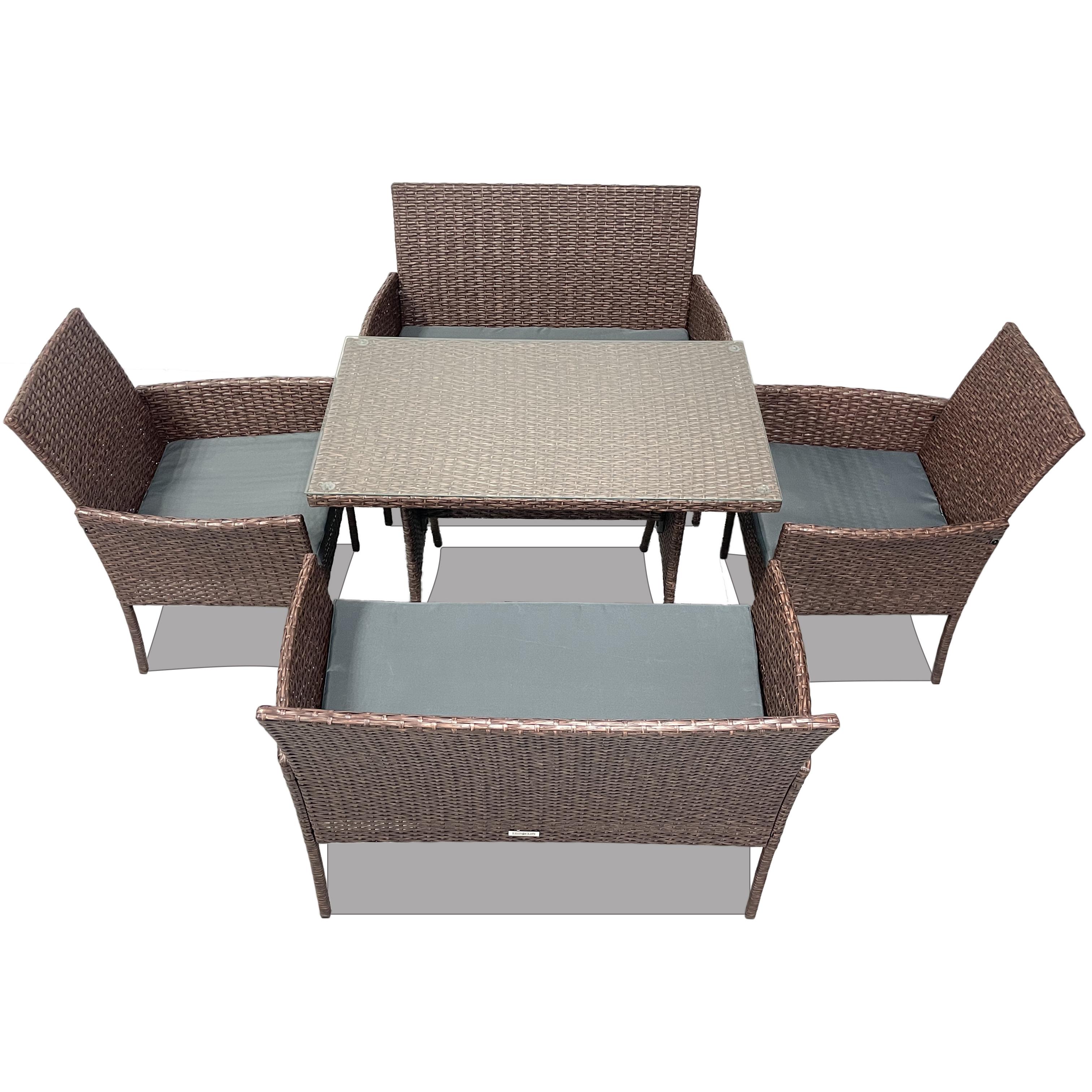 Набор садовой мебели Lounge Loft Обеденный из ротанга Темно-коричневый (107 Brown)