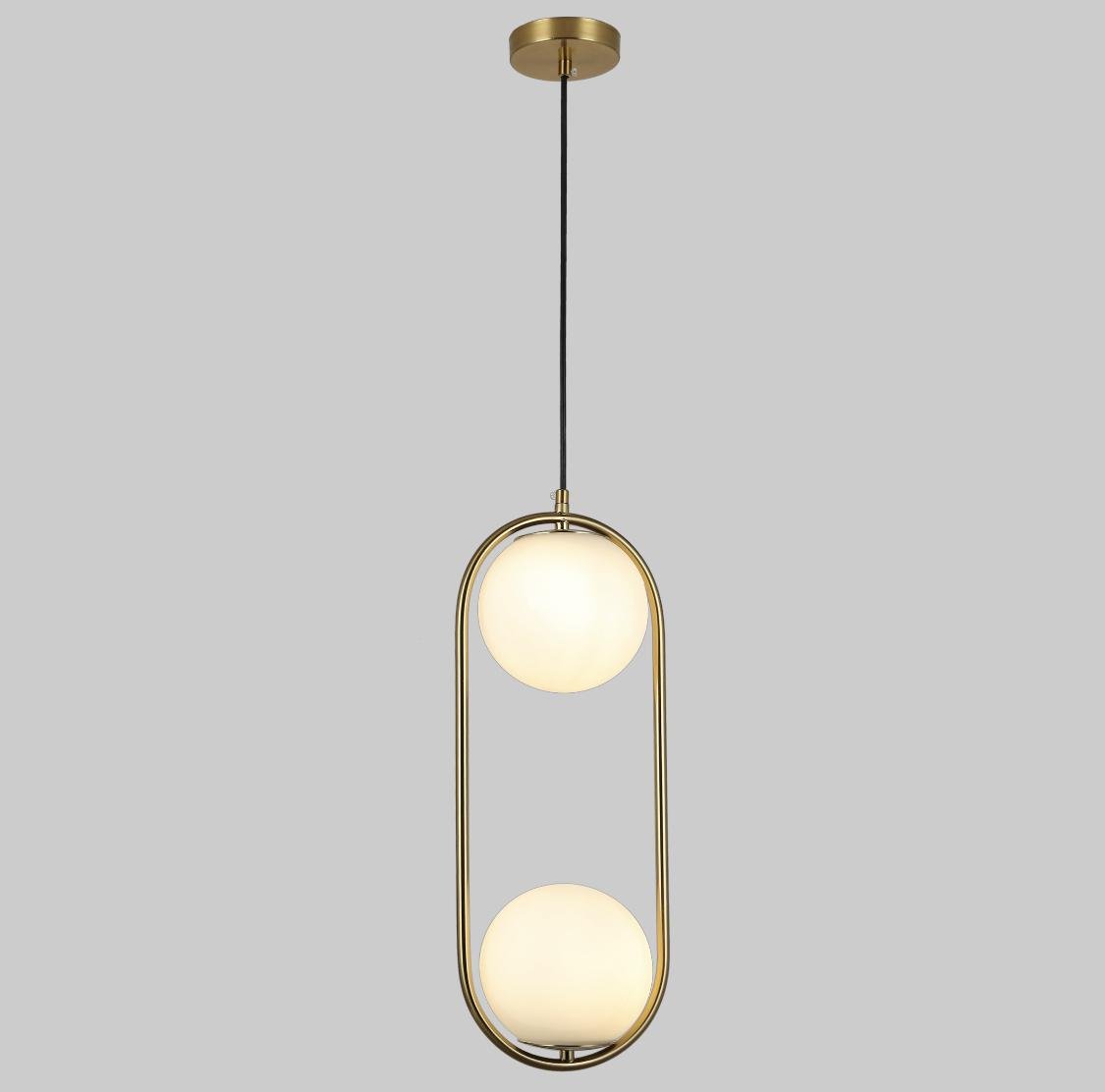 Светильник подвесной с двумя шарами 15 см Бронзовый (916-38-2 BRZ+WH)