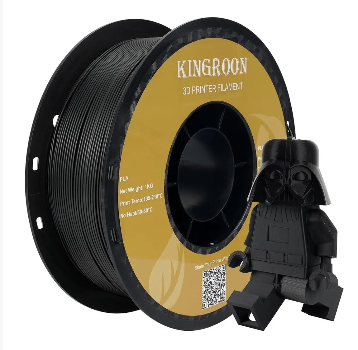 Пластик для 3D-принтера KINGROON PLA 1,75 мм 1 кг Black (UA3D220-Black)