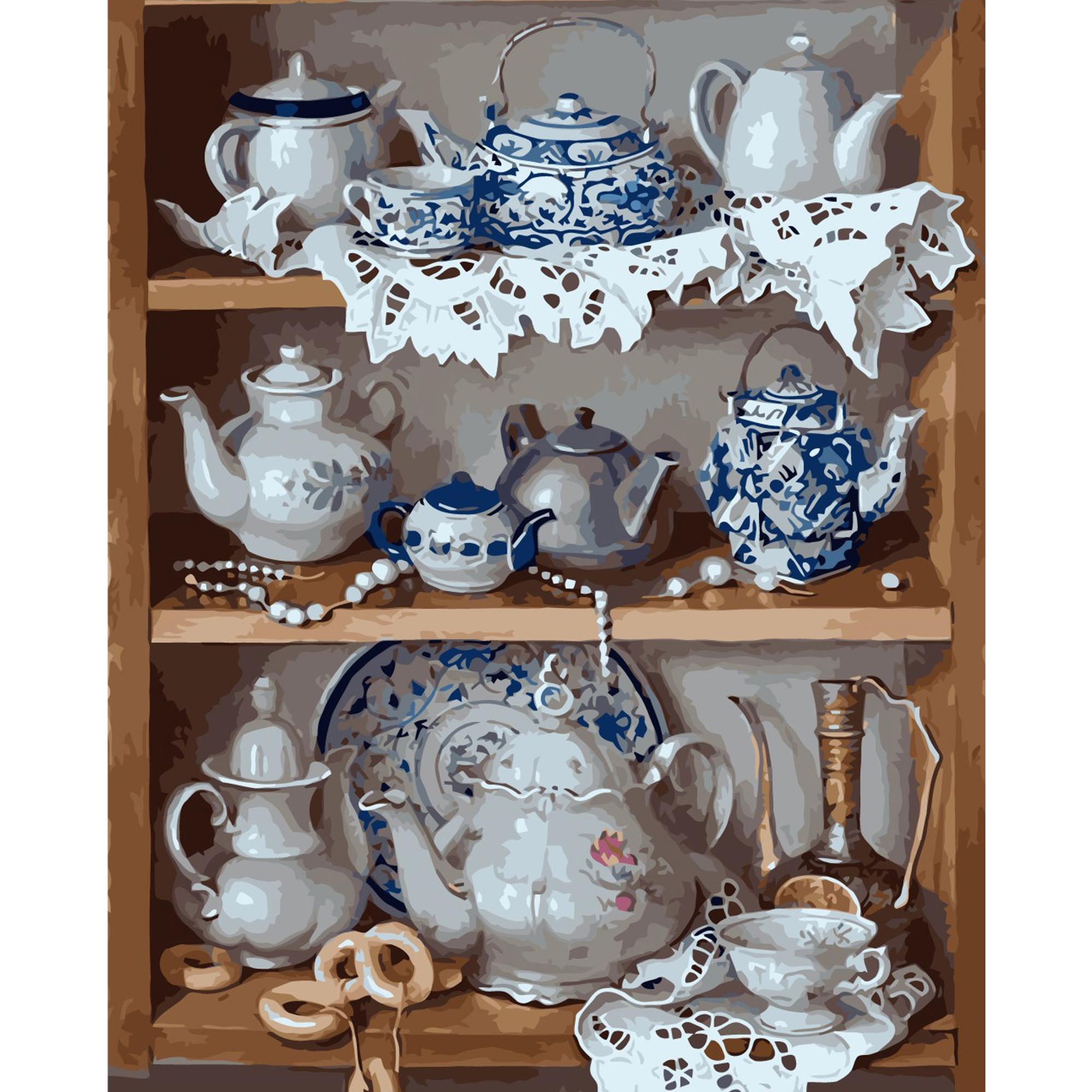 Картина за номерами Strateg Сервіз чайний 40x50 см (VA-0256) Картина за номерами Strateg Сервіз чайний 40x50 см (VA-0256)