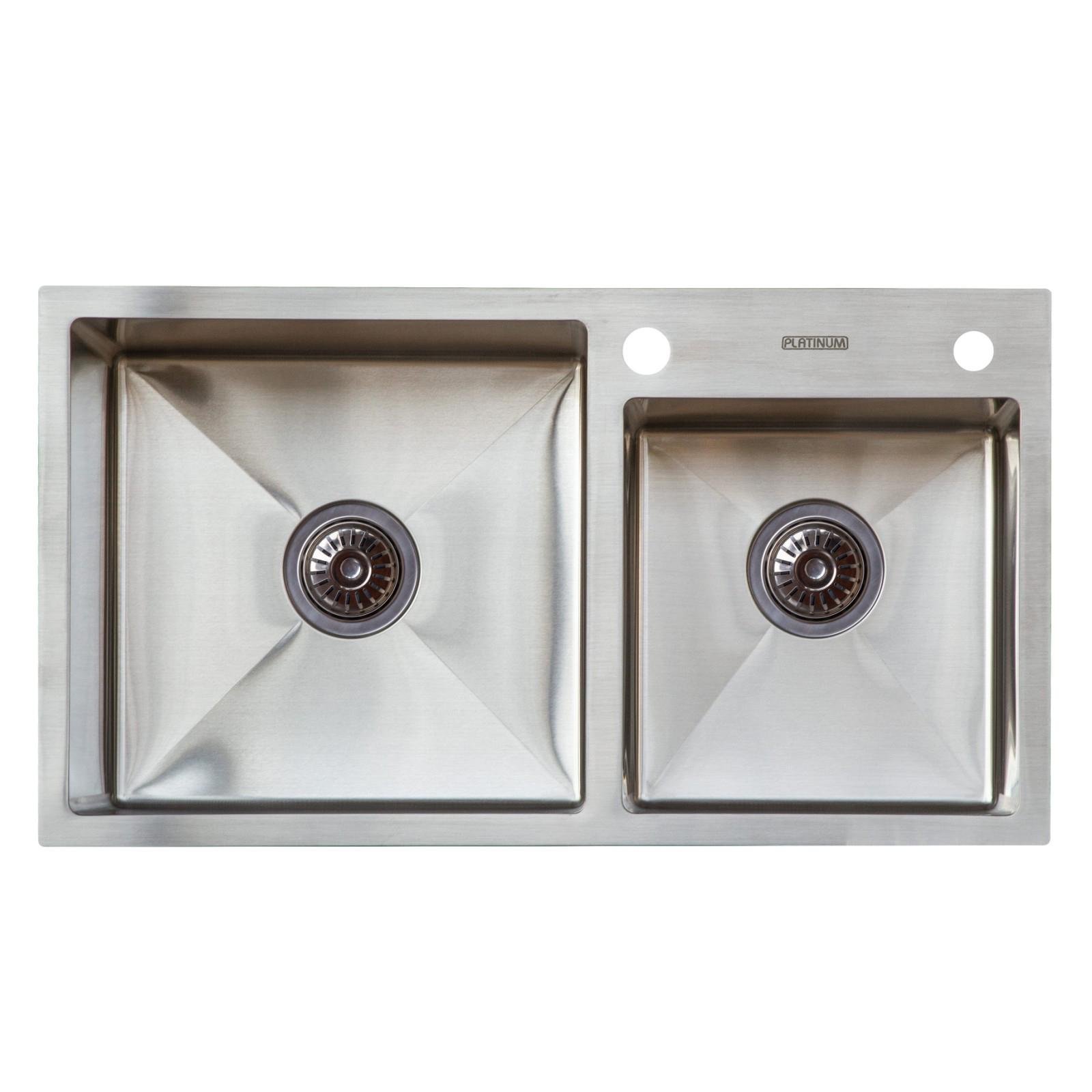 Мойка для кухни Platinum Handmade HDB на две чаши без креплений 780x430x230