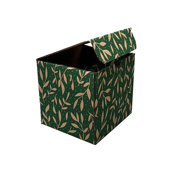 Коробка подарункова гілочки 120х113х120 мм Темно-зелений (000008472)