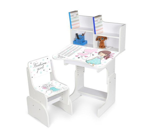 Парта со стулом Bambi детская деревянная Белый (N 2071-8-1) Парта со стулом Bambi детская деревянная Белый (N 2071-8-1)