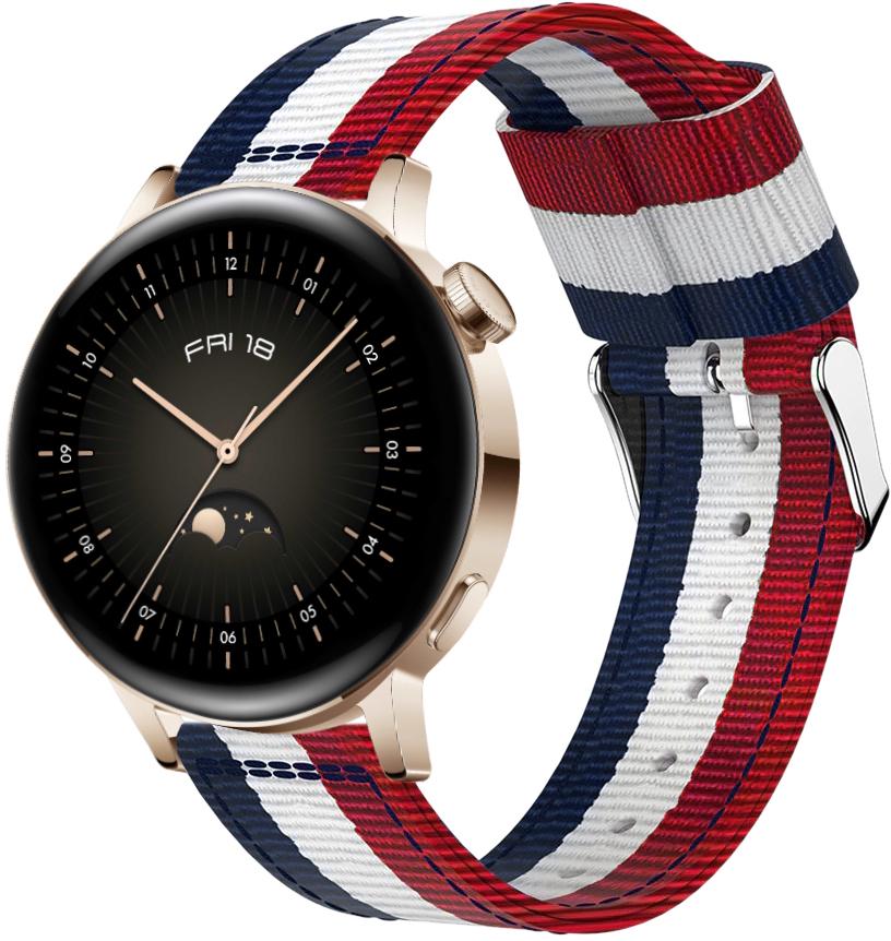 Ремешок тканевый Canvas для Huawei Watch GT3 42 мм Red/White/Blue (26255)