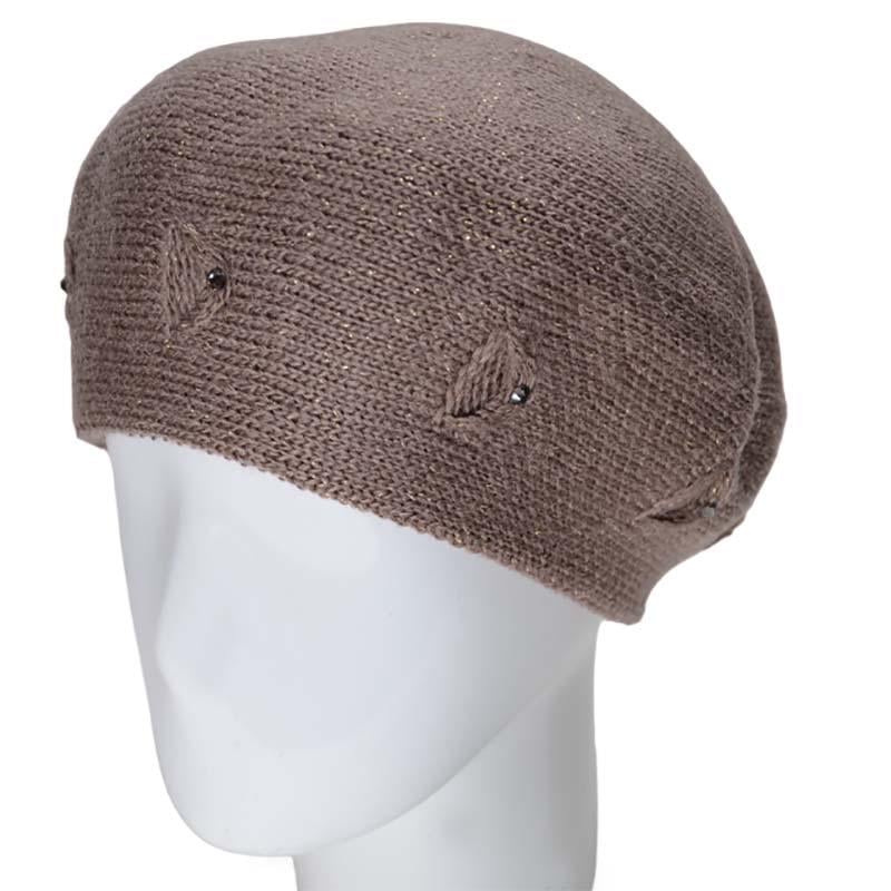 Берет женский Lirus Мариса двойной полушерстяной с люрексовой нитью Темно-пудровый (119033)